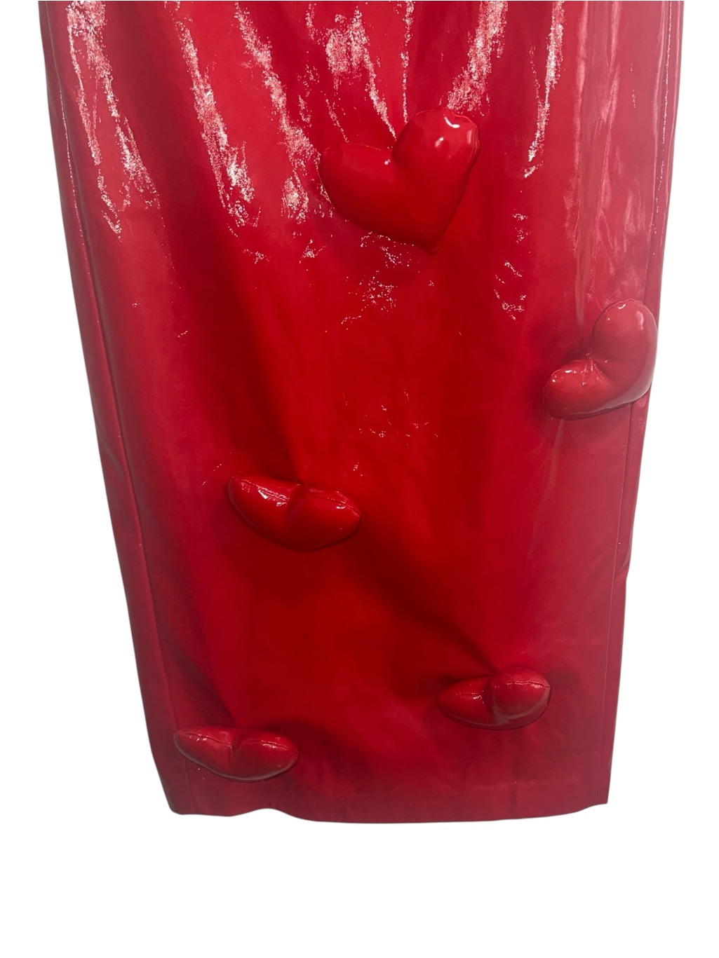 New Nwt Cultnaked Love Killa Strapless Midi Dress In Red Patent Hearts — image 8 of 8